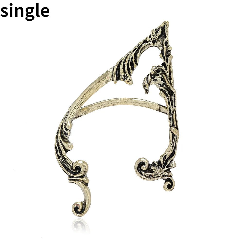 Punk Fairy Ear Cuff Earring Dark Elf Ear Clip No Piercing Earrings For Women Silver Color Goth Halloween Earcuff Jewelry