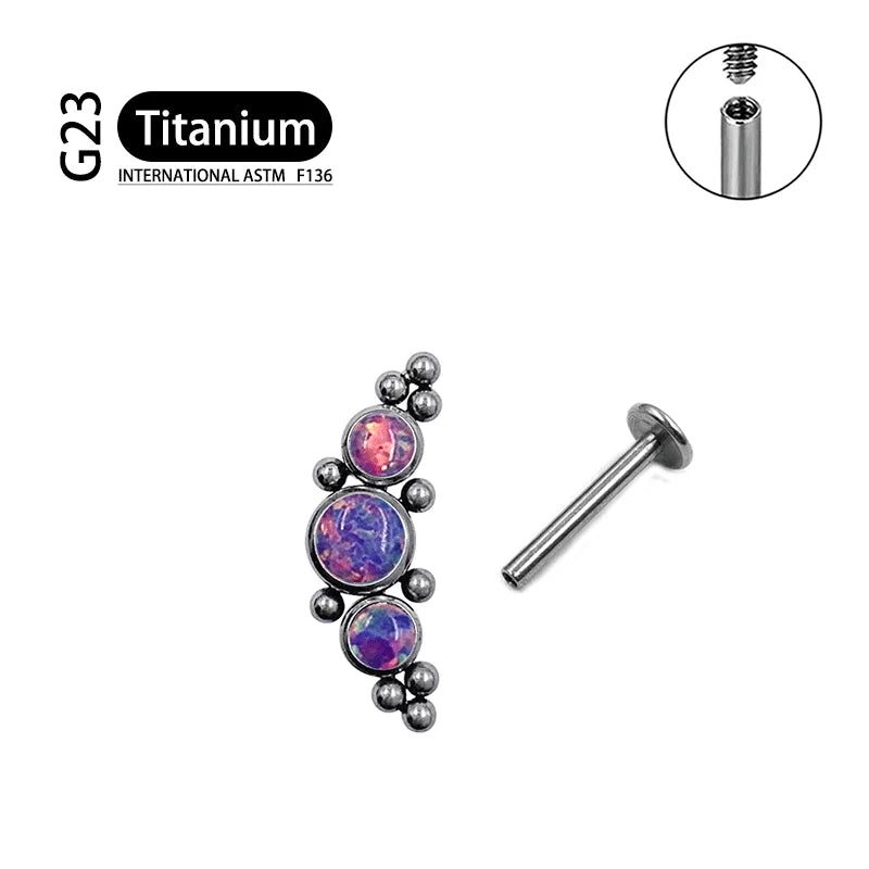 Titanium G23 Zircon Opal CZ Labret Internally Threaded Earring Helix Tragus Cartilage Prevent-allergies Ear Piercing Jewelry