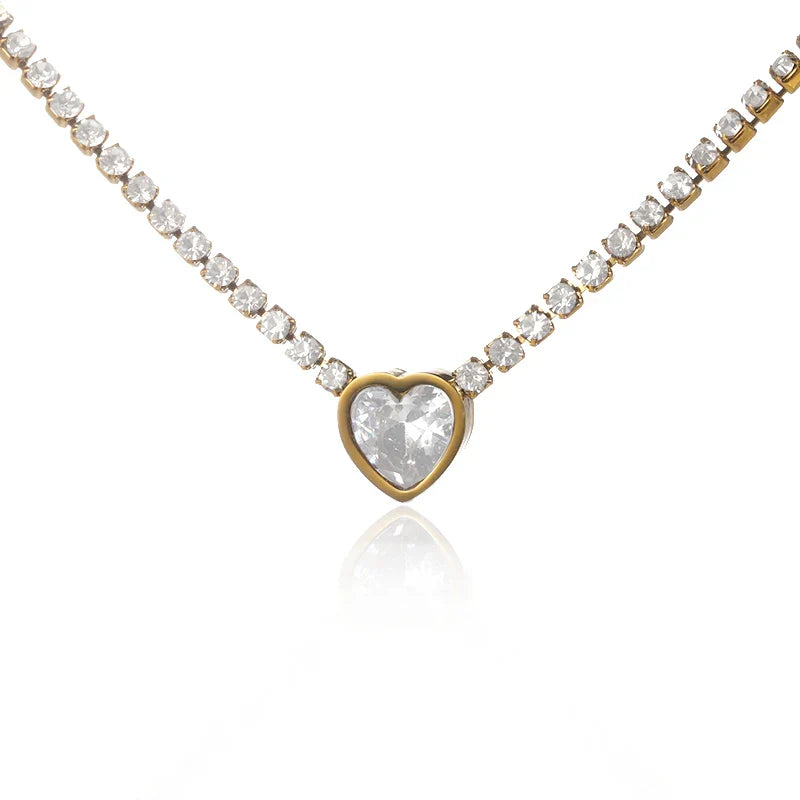 Punk Cuban Chain Heart Necklace For Women Hip Pop Stainless Steel Choker Fashion Wedding Party Jewelry Gift