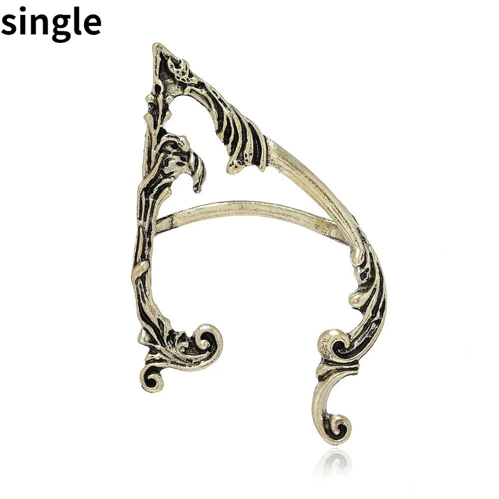 Punk Fairy Ear Cuff Earring Dark Elf Ear Clip No Piercing Earrings For Women Silver Color Goth Halloween Earcuff Jewelry