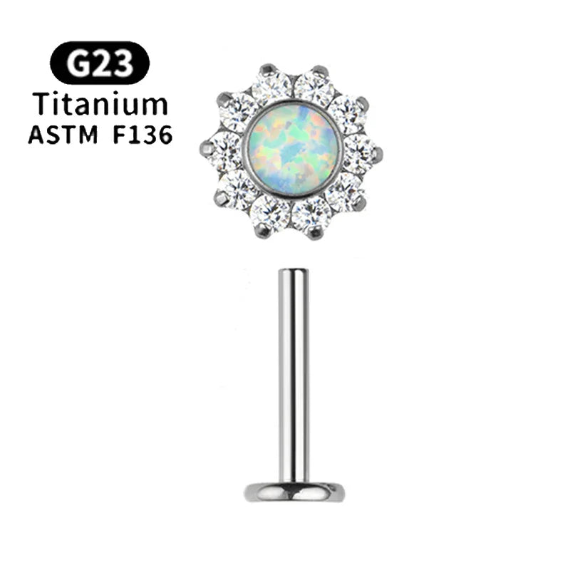 1pcs ASTM F136 Titanium 16G CZ Labret Medusa Monroe Piercing Helix Cartilage Conch Tragus Lobe Stud Earring Piercing Jewelry