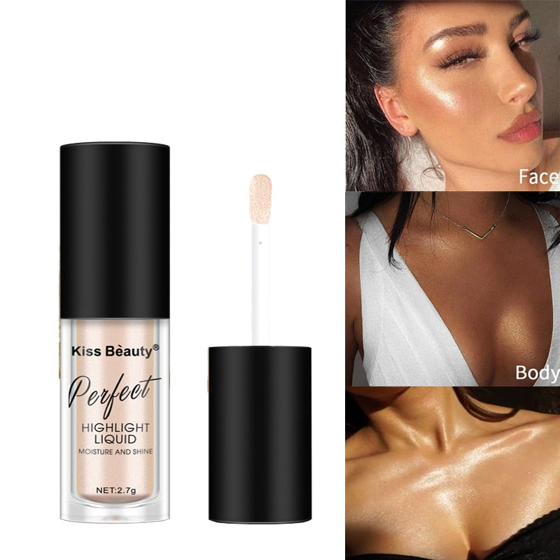 Liquid Highlighter Face Skin Brightener Shimmer Long-lasting Easy To Wear Glitter Eyeshadow Lips Body Glow Create MakeUp Tools