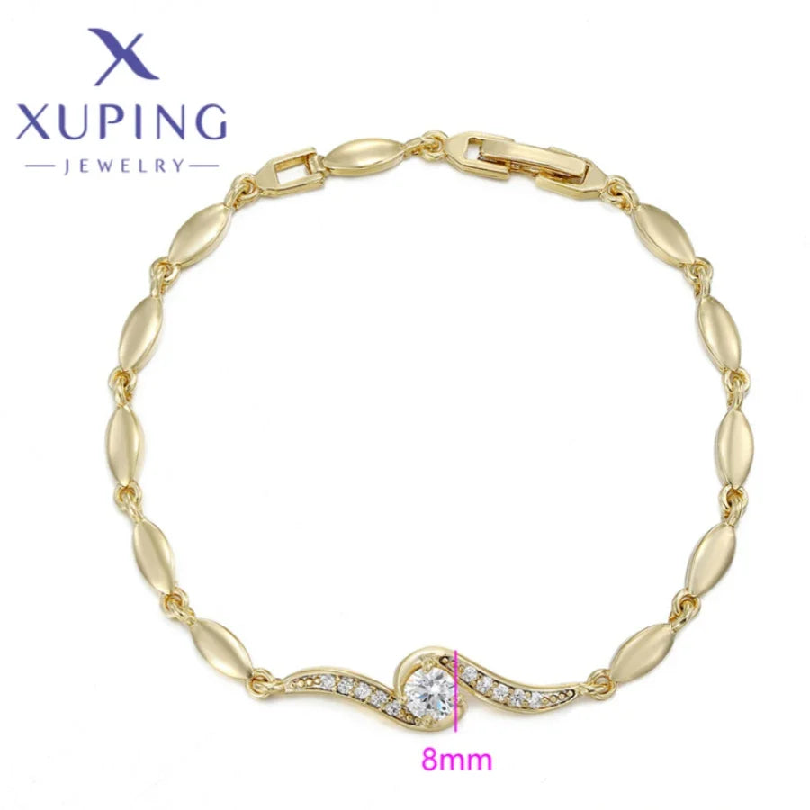 Xuping Jewelry Trendy Exquisite Elegant Simple Shape Women's Bracelet Light Gold Color Birthday Christmas Gifts X000925255