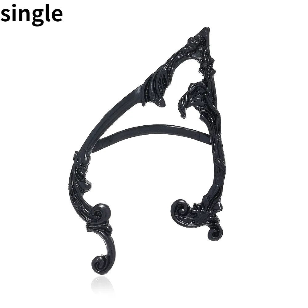 Punk Fairy Ear Cuff Earring Dark Elf Ear Clip No Piercing Earrings For Women Silver Color Goth Halloween Earcuff Jewelry