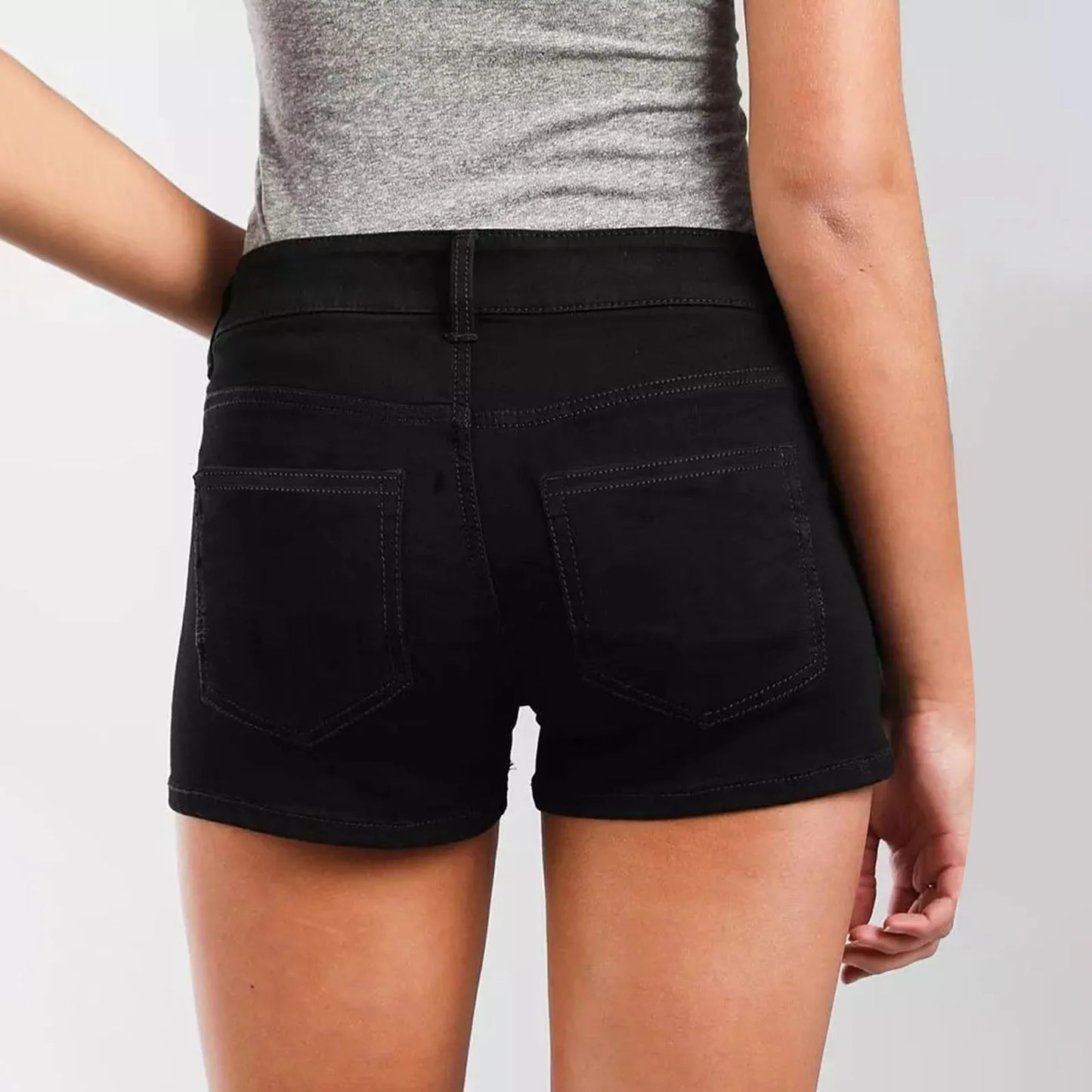 Womens Casual Fashion Slim Pockets Shorts Wrap Buttocks Solid Black Jeans Shorts Women'S Y2k Summer High Waist Casual Shorts