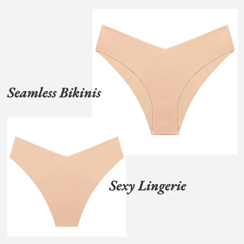 Women's Sexy Silk Panties Seamless Female Underwear Low-Waist High Elasticity Briefs Thongs Women Fashion Lingerie Bikinis Tanga
