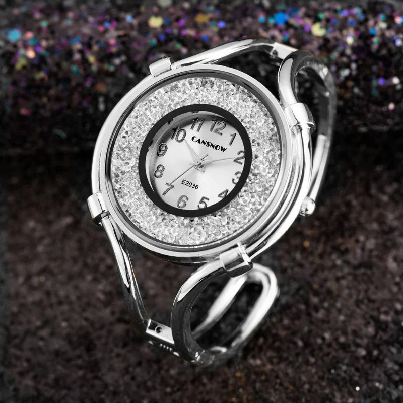 Women'S Watches Gold Diamond Quartz Bracelet Wrist Watch Big Dial Ladies Clock Stainless Steel Reloj Mujer Gift For Girlfriend