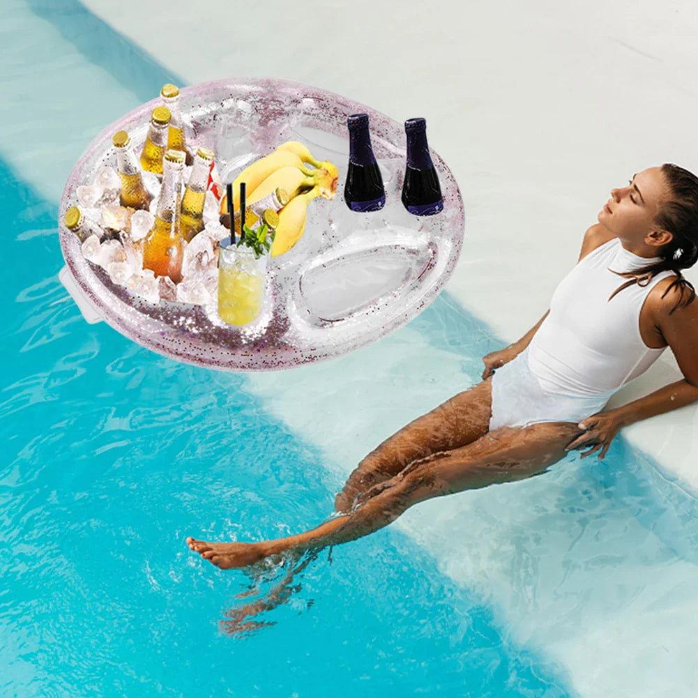 Swimming Pool Float Beer Table Cooler Table Bar Tray Inflatable Cup Holder Phone Pad Swimming Pool Mattress Food Drink Holder