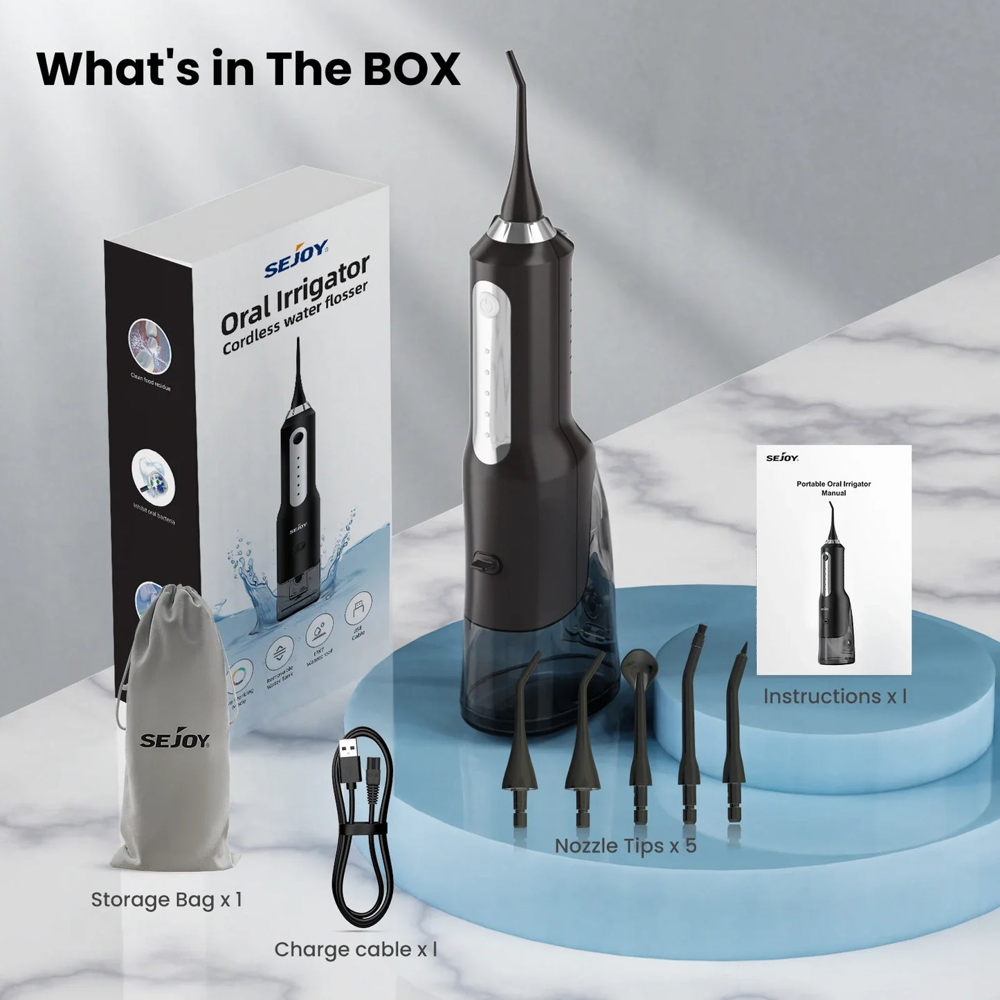 Sejoy Water Flosser Teeth Cleaner Rechargeable Waterproof Portable Cordless Dental Oral Irrigator, Water flossers for Teeth