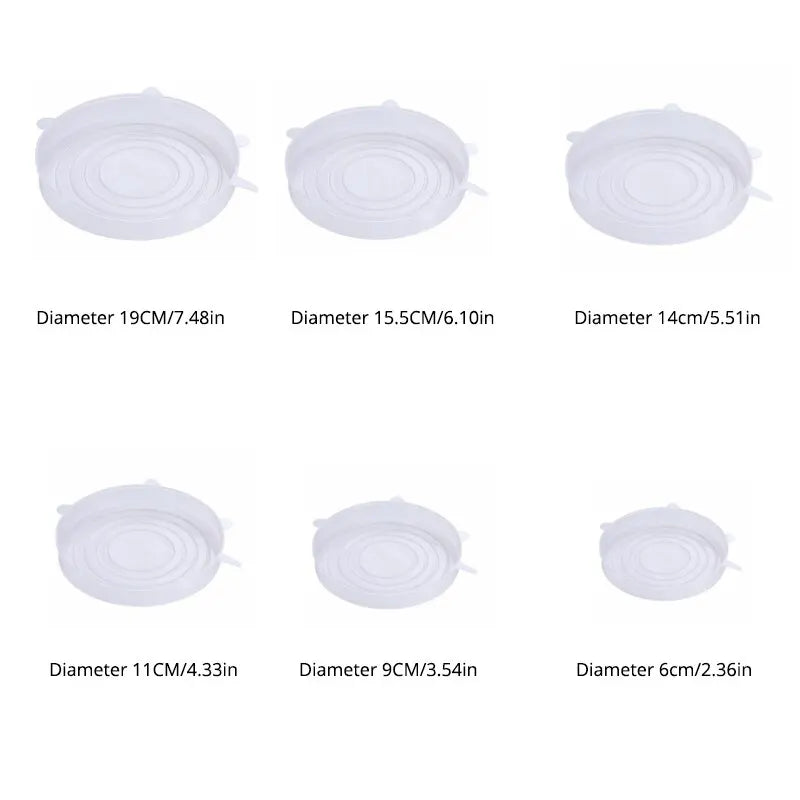 6Pcs Silicone Stretch Lids for Bowls, Microwave & Fridge Safe