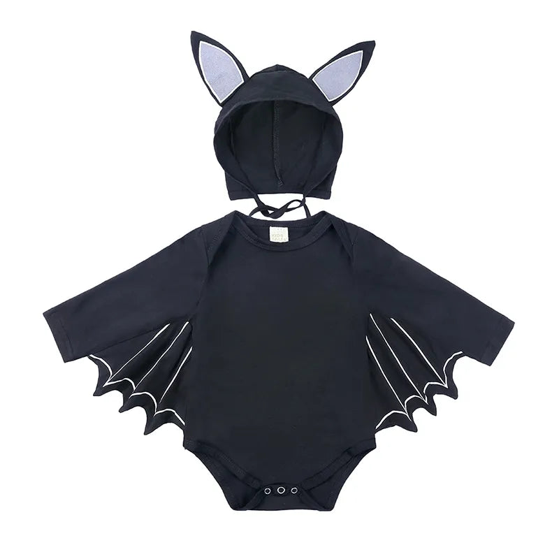 2023 Baby Halloween Cosplay Costume Solid Print Hat+Romper Bag Bone Pumpkin Bodysuit Gift Boy Girl Disguise Vampire Clothes