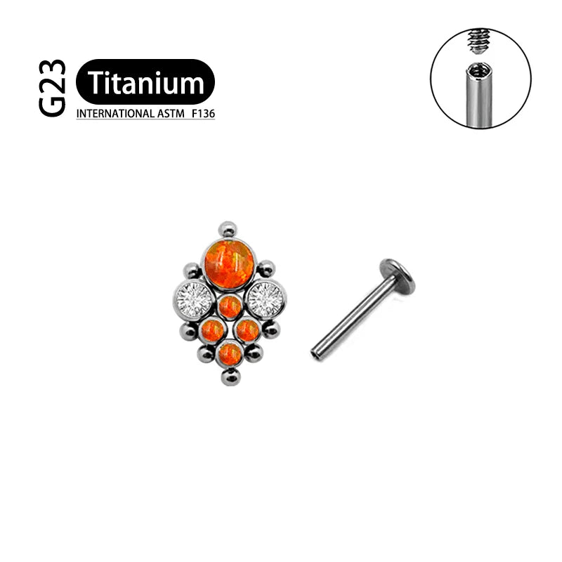 Titanium G23 Zircon Opal CZ Labret Internally Threaded Earring Helix Tragus Cartilage Prevent-allergies Ear Piercing Jewelry