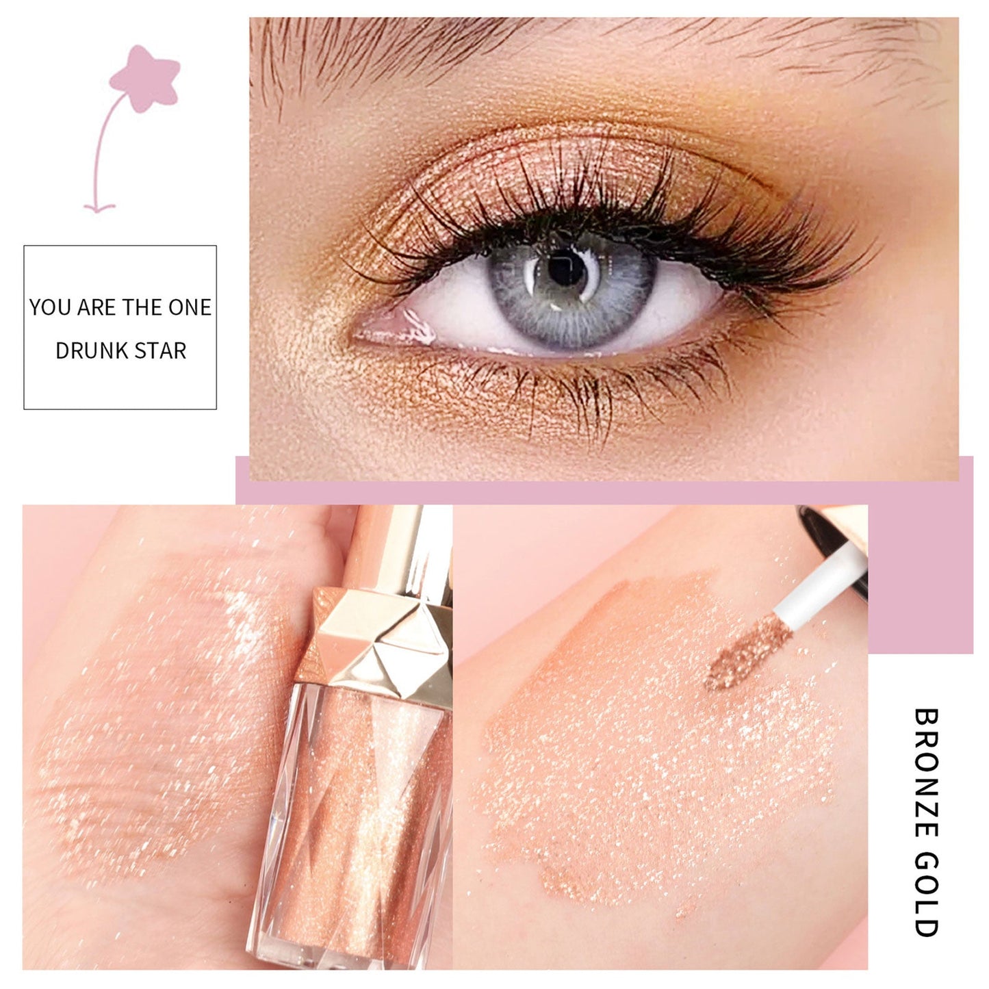 Liquid Glitter Eyeshadow Sparkling Metallic High-pigmented Eyeshadow Set Long-wearing Liquid Glitter Blush Eyebrow Shadow With 6