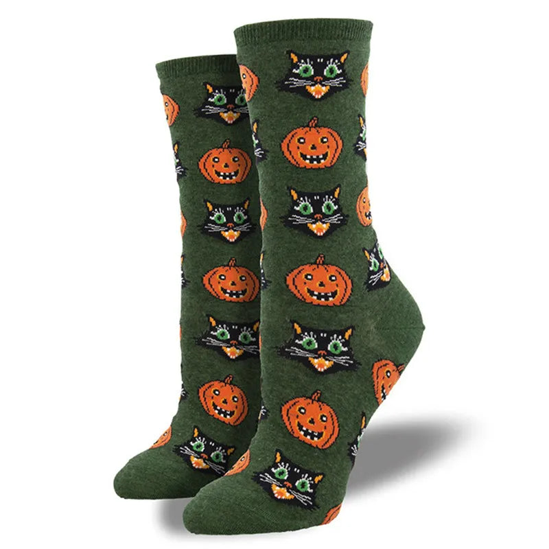 New Harajuku Halloween Creative Funny Pumpkin Jacquard Tide Socks Men And Women Couples In Tube Socks