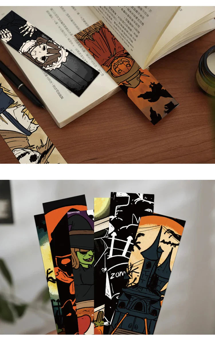 30pcs Halloween bookmarks Reading pages Book marks paper cards pumpkin ghosts funny personality creative gifts for students