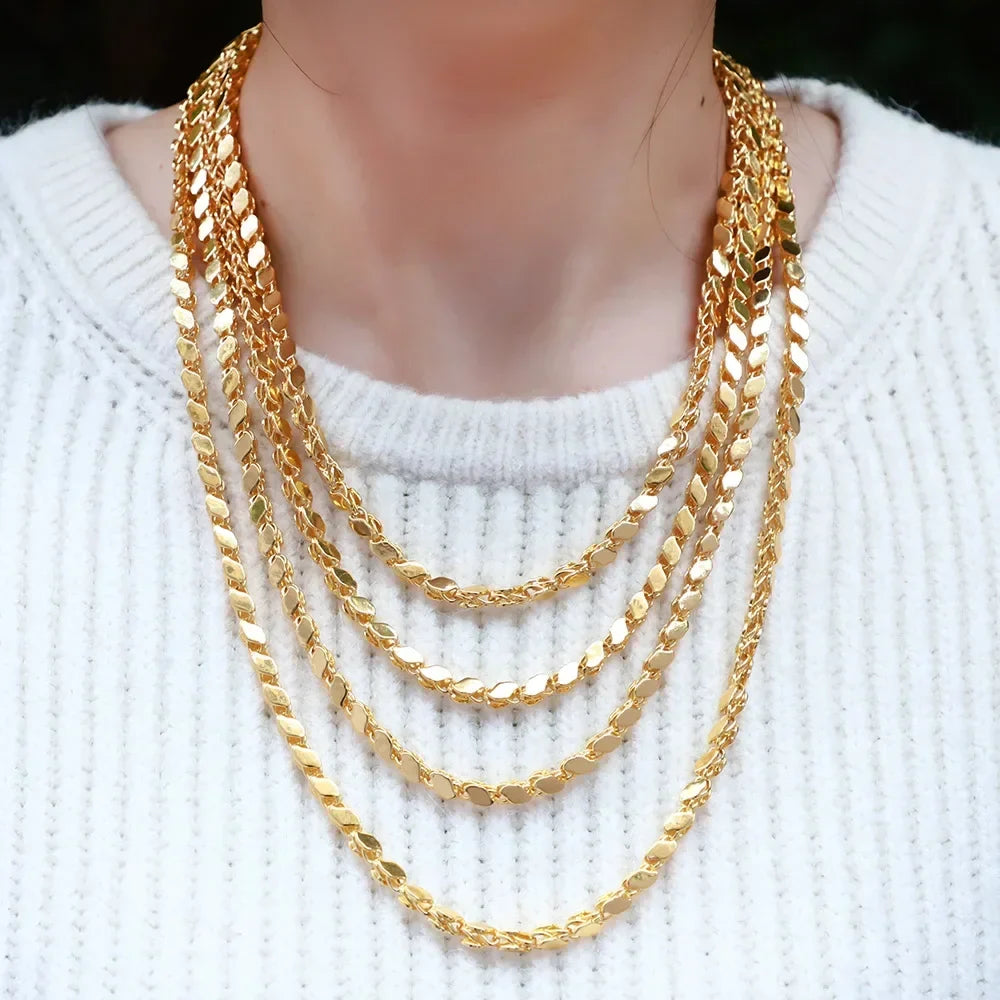 4mm Width Necklace 70CM Muslim Islamic Gold Color Necklace Middle East Arab Turkish Oman Allah Jewelry Never Faded