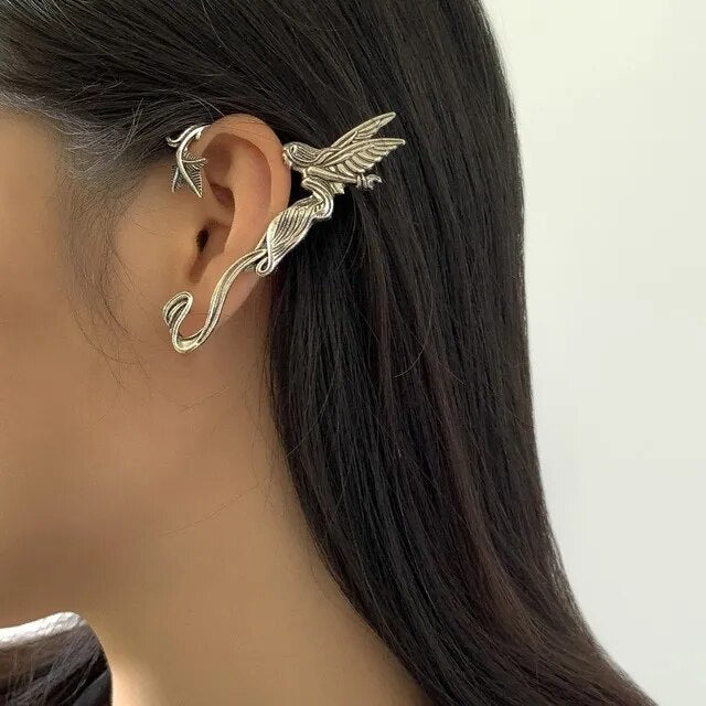 Punk Fairy Ear Cuff Earring Dark Elf Ear Clip No Piercing Earrings For Women Silver Color Goth Halloween Earcuff Jewelry