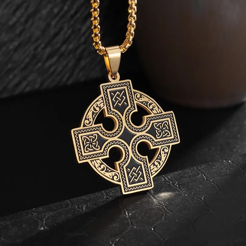 New Metal Black Cross Pendant Necklace Men and Women Fashion Gothic Punk Trend Hip Hop Accessories Jewelry Gift Wholesale