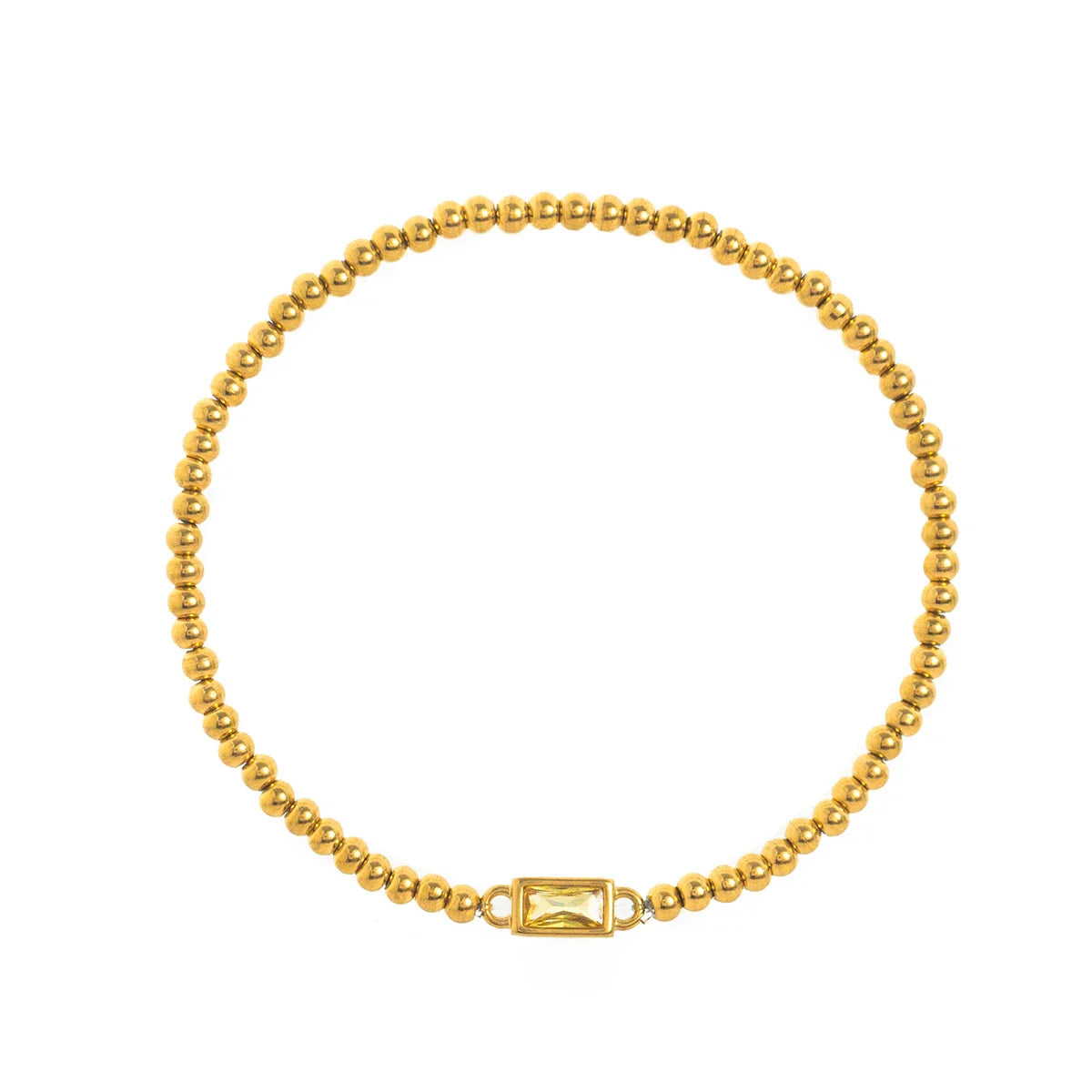 Minimalist style twelve month birthstone women's bracelet, stainless steel, electroplated 18K gold color protection