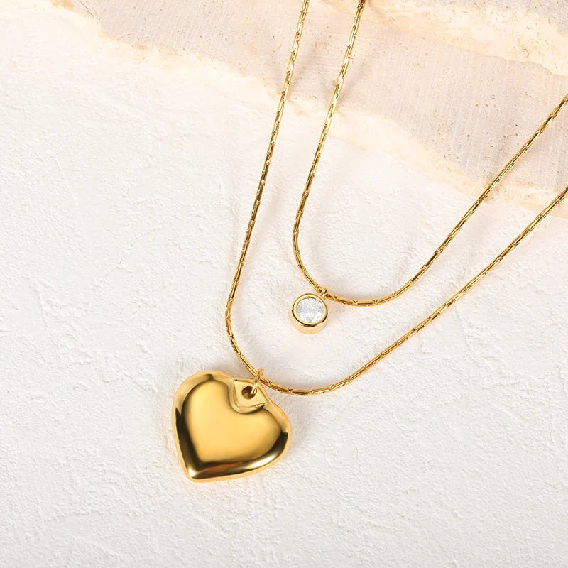 Punk Cuban Chain Heart Necklace For Women Hip Pop Stainless Steel Choker Fashion Wedding Party Jewelry Gift