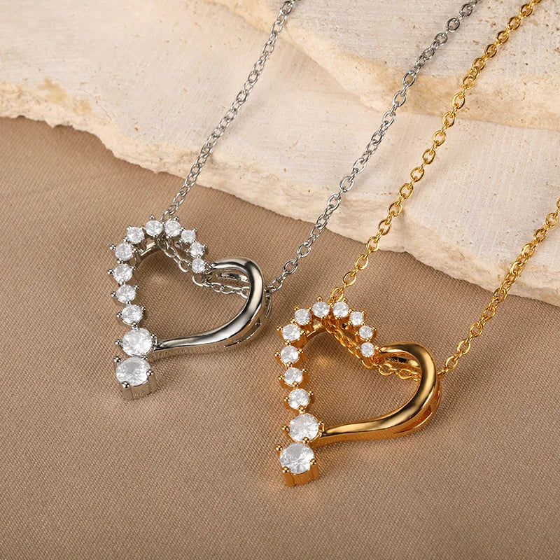 Punk Cuban Chain Heart Necklace For Women Hip Pop Stainless Steel Choker Fashion Wedding Party Jewelry Gift