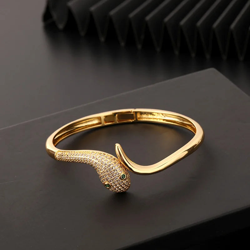 New Trend Fashion Animal Leopard Bracelet Creative Hip Hop Personalized Micro Inlaid Zircon Open Women's Bracelet