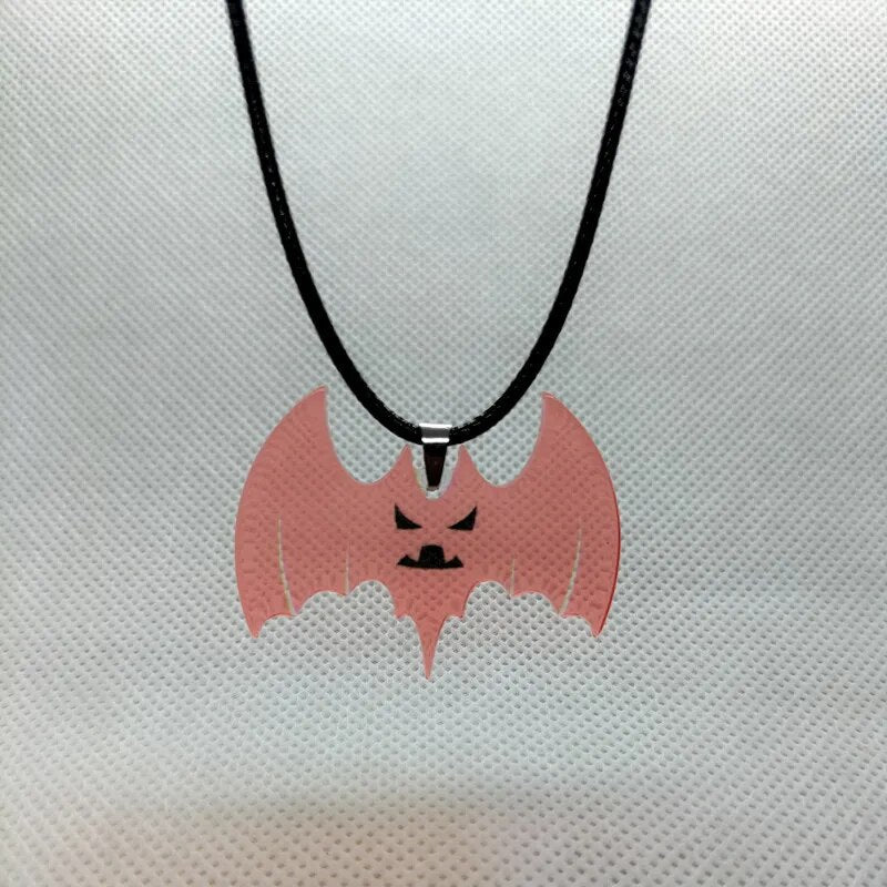 Yungqi Acrylic Bat Pendant Necklaces for Women Girl Minimalist Rope Chain Choker Halloween Animal Necklace Jewelry Collier