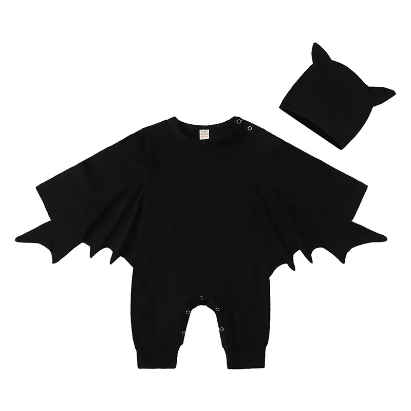 2023 Baby Halloween Cosplay Costume Solid Print Hat+Romper Bag Bone Pumpkin Bodysuit Gift Boy Girl Disguise Vampire Clothes