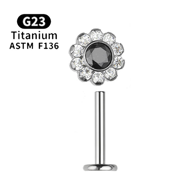 1pcs ASTM F136 Titanium 16G CZ Labret Medusa Monroe Piercing Helix Cartilage Conch Tragus Lobe Stud Earring Piercing Jewelry