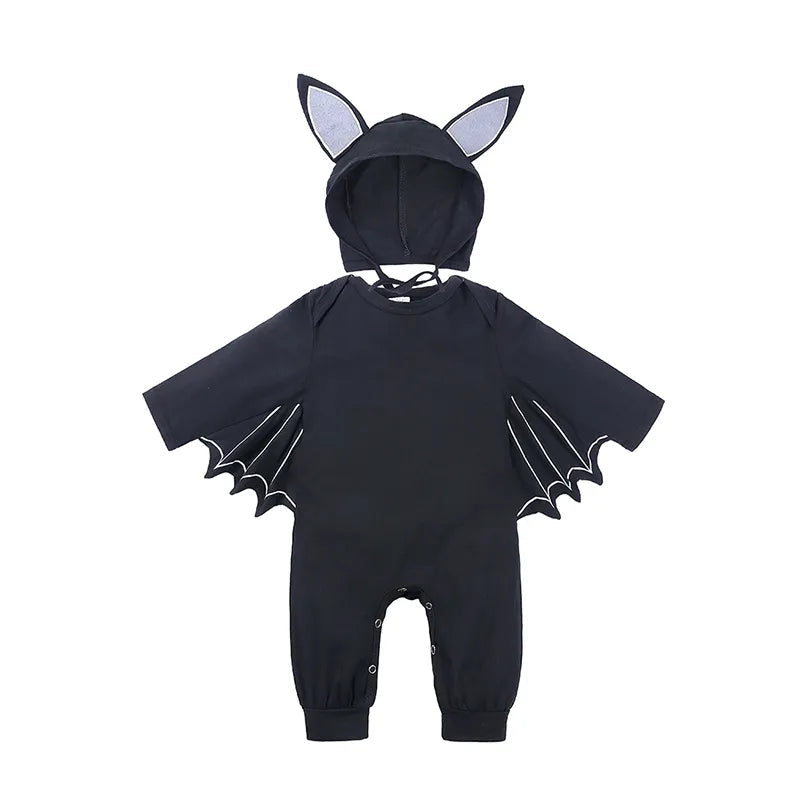 2023 Baby Halloween Cosplay Costume Solid Print Hat+Romper Bag Bone Pumpkin Bodysuit Gift Boy Girl Disguise Vampire Clothes