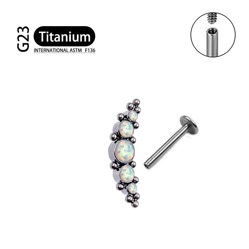 Titanium G23 Zircon Opal CZ Labret Internally Threaded Earring Helix Tragus Cartilage Prevent-allergies Ear Piercing Jewelry