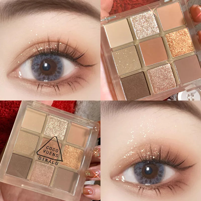 NEW2023 Lasting Shimmer Eye Shadow 9 Colors Makeup Palette Glitter Waterproof Glitter Eyeshadow Shimmer High Pigment Cosmetics