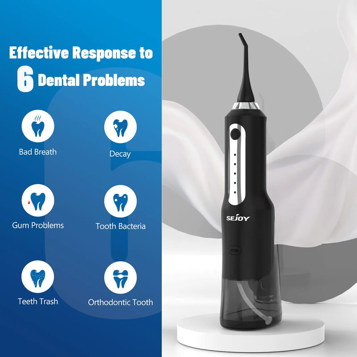 Sejoy Water Flosser Teeth Cleaner Rechargeable Waterproof Portable Cordless Dental Oral Irrigator, Water flossers for Teeth