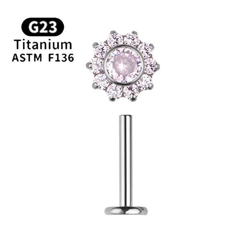 1pcs ASTM F136 Titanium 16G CZ Labret Medusa Monroe Piercing Helix Cartilage Conch Tragus Lobe Stud Earring Piercing Jewelry