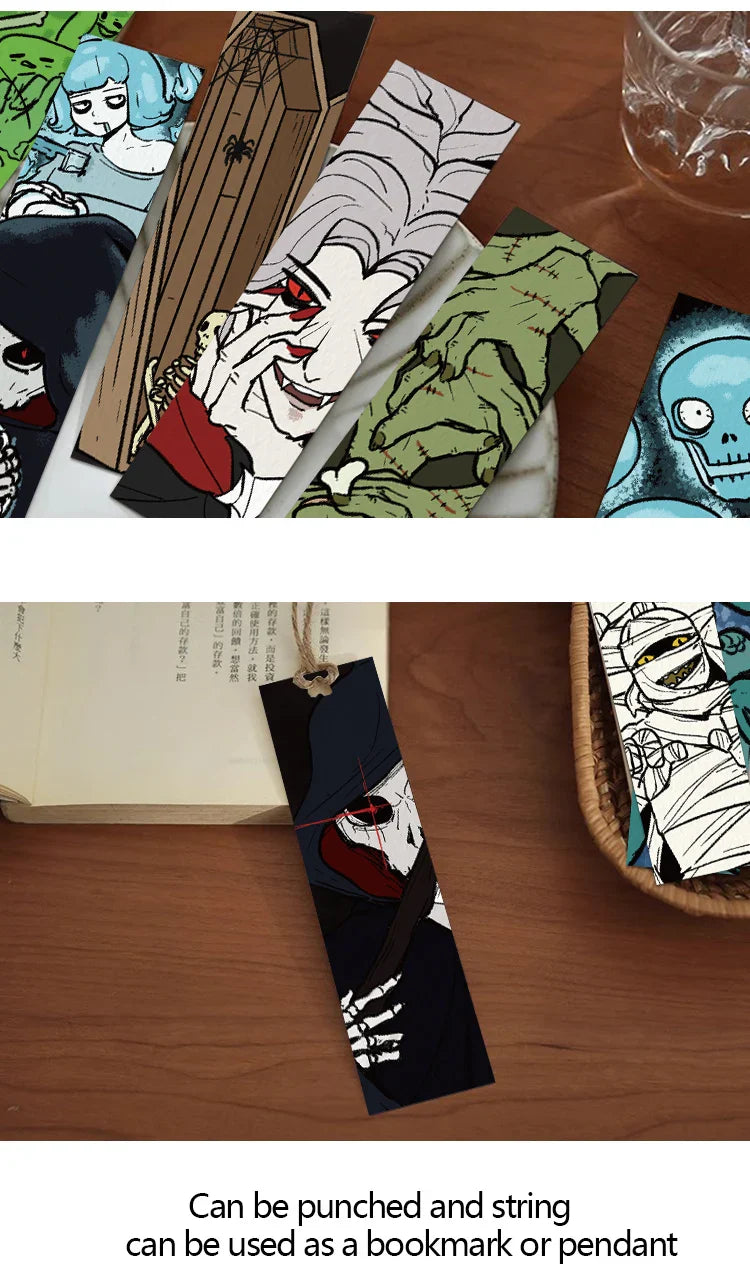 30pcs Halloween bookmarks Reading pages Book marks paper cards pumpkin ghosts funny personality creative gifts for students