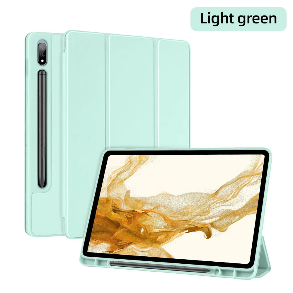 For Samsung Galaxy Tab Case Silicone Tablet Cover for S7/S8/S9 11in S7/S8/S9 Plus 12.4in S6Lite Magnetic Case With Pen Slot