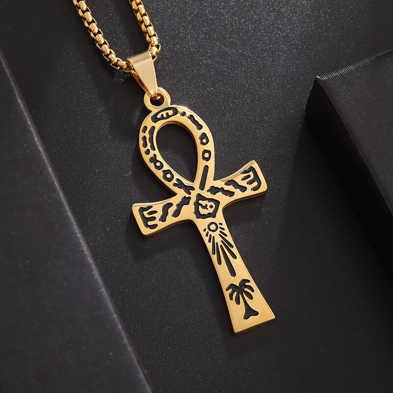 New Metal Black Cross Pendant Necklace Men and Women Fashion Gothic Punk Trend Hip Hop Accessories Jewelry Gift Wholesale