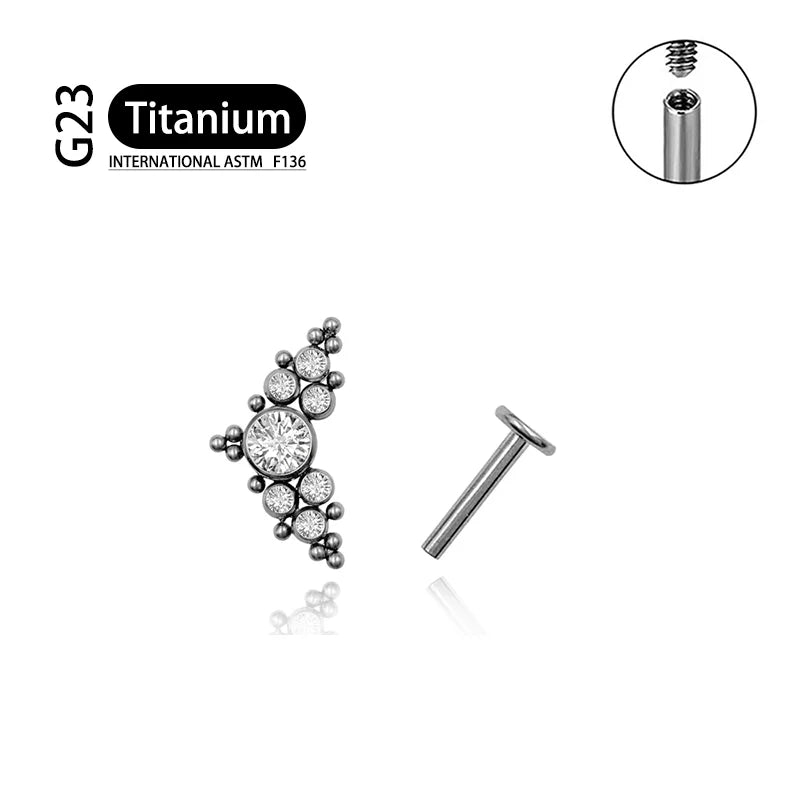 Titanium G23 Zircon Opal CZ Labret Internally Threaded Earring Helix Tragus Cartilage Prevent-allergies Ear Piercing Jewelry