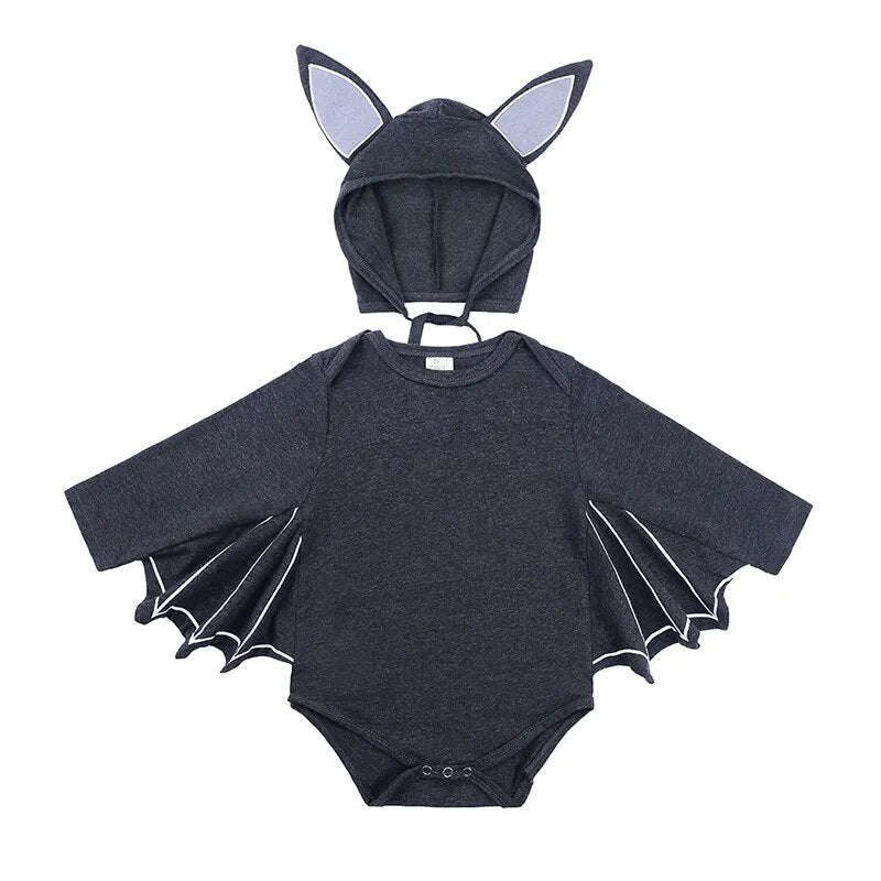 2023 Baby Halloween Cosplay Costume Solid Print Hat+Romper Bag Bone Pumpkin Bodysuit Gift Boy Girl Disguise Vampire Clothes
