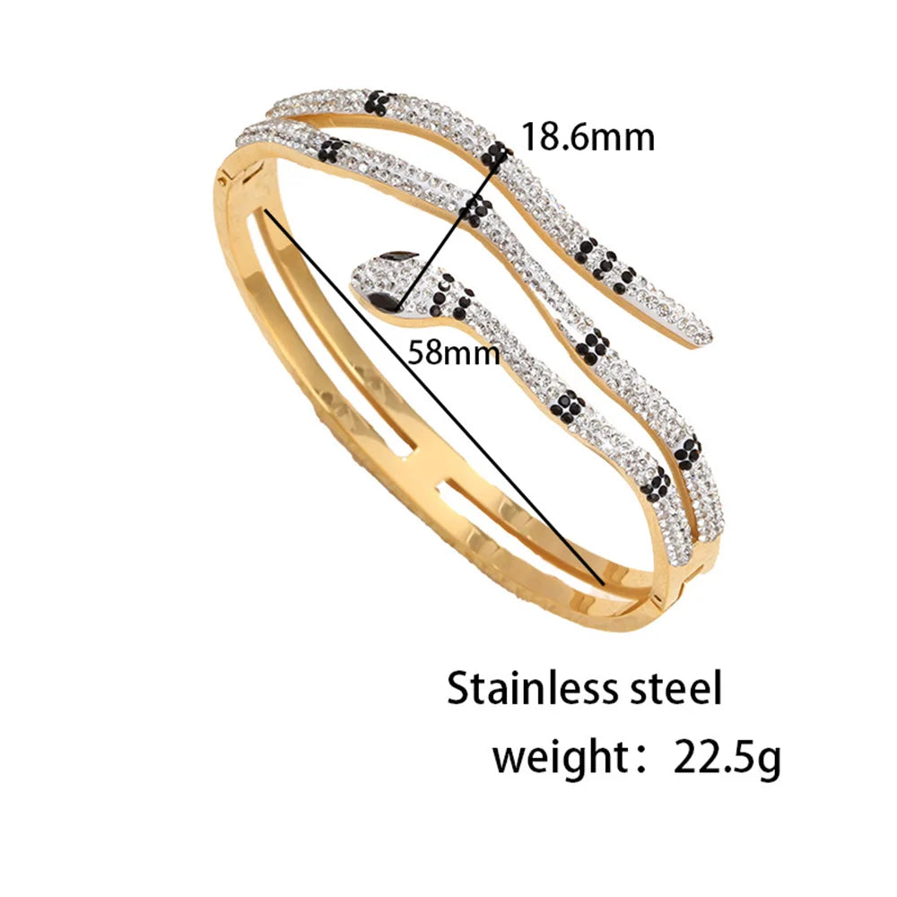 Fashionable and simple snake-shaped bracelet, rhinestone cobra snake head bracelet, gold-plated women's bracelet