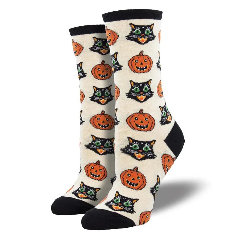 New Harajuku Halloween Creative Funny Pumpkin Jacquard Tide Socks Men And Women Couples In Tube Socks