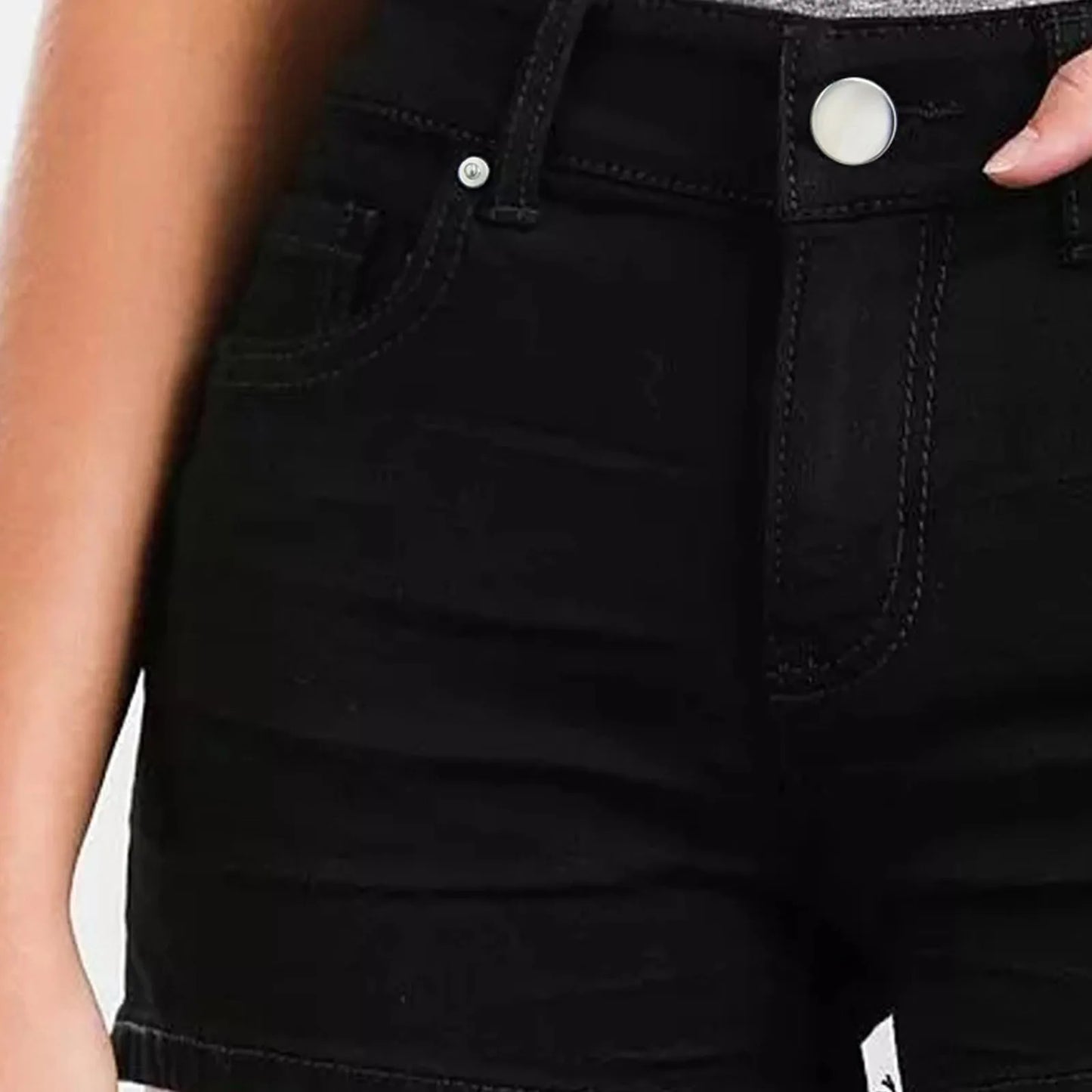 Womens Casual Fashion Slim Pockets Shorts Wrap Buttocks Solid Black Jeans Shorts Women'S Y2k Summer High Waist Casual Shorts