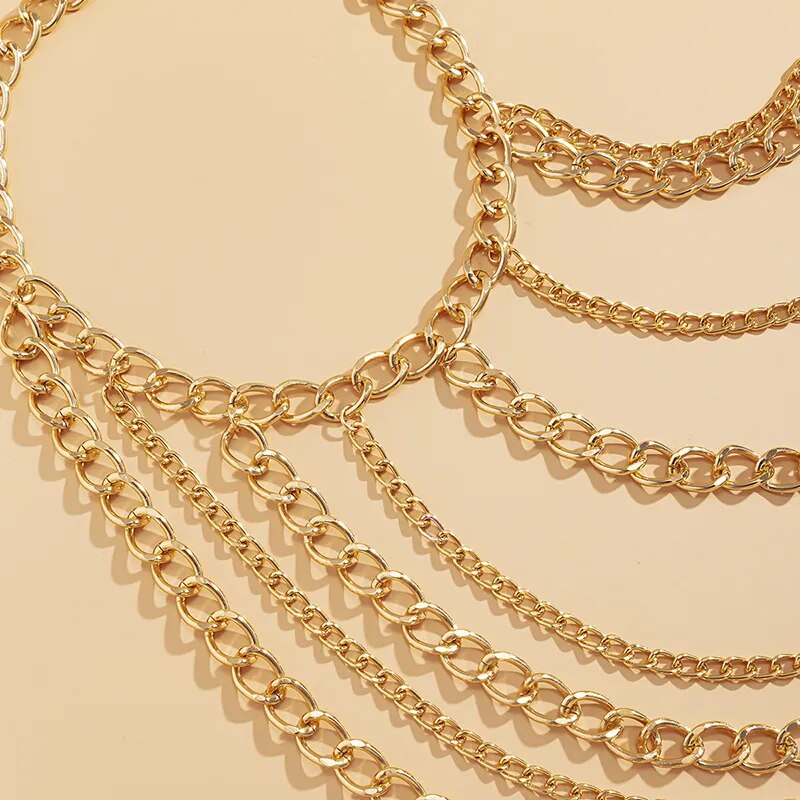 New Fashion Trend Halter Chain Clavicle Necklace Sexy Geometry U-shaped Tassel One-shoulder Body Chain for Party Woman Jewelry