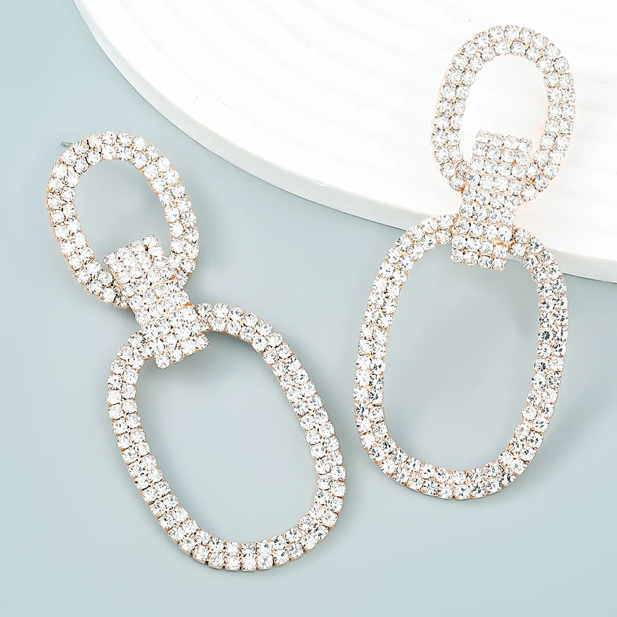 Fashion New Shiny Double-Sided Hanging Hollow Rhinestone Earrings Pendant Temperament women's Jewelry