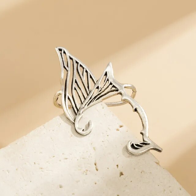 Punk Fairy Ear Cuff Earring Dark Elf Ear Clip No Piercing Earrings For Women Silver Color Goth Halloween Earcuff Jewelry