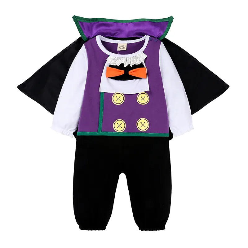 2023 Baby Halloween Cosplay Costume Solid Print Hat+Romper Bag Bone Pumpkin Bodysuit Gift Boy Girl Disguise Vampire Clothes