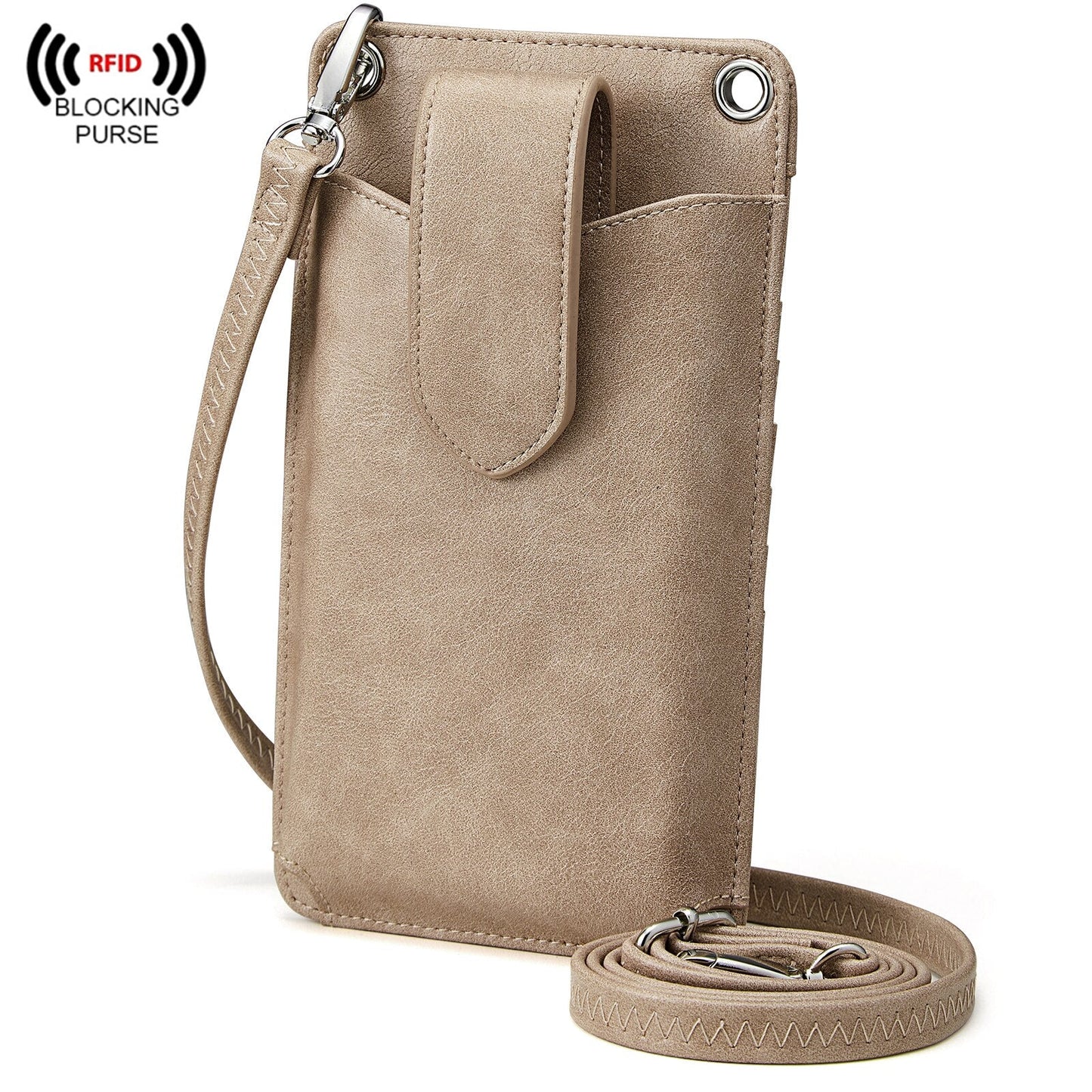 S-ZONE Women Crossbody Cell Phone Purse Wallet Faux Leather Lanyard Case with RFID Blocking