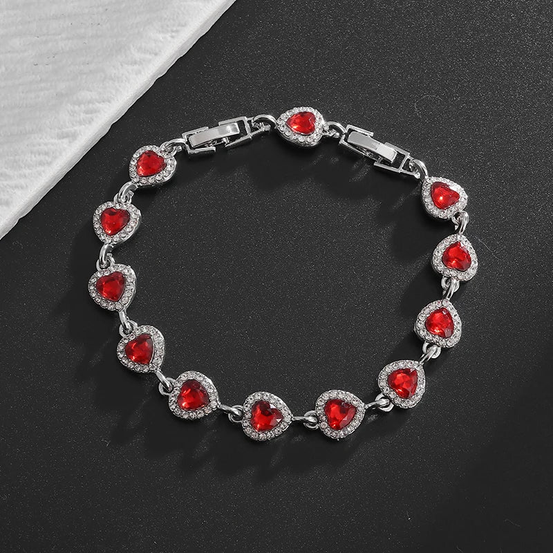 Exquisite Shiny Heart Shaped Zircon Bracelet Women Fashion Elegant Wedding Party Jewelry Girls Gift