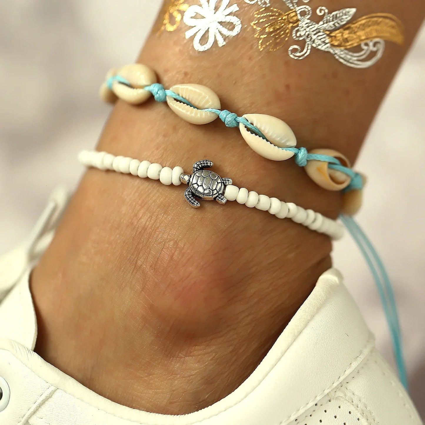New Boho Shell Starfish Anklets for Women Fashion Tortoise Ankle Bracelet on Leg Barefoot Handcraft Chain Summer Beach Jewelry