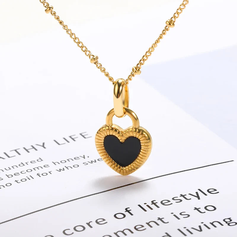 Punk Cuban Chain Heart Necklace For Women Hip Pop Stainless Steel Choker Fashion Wedding Party Jewelry Gift